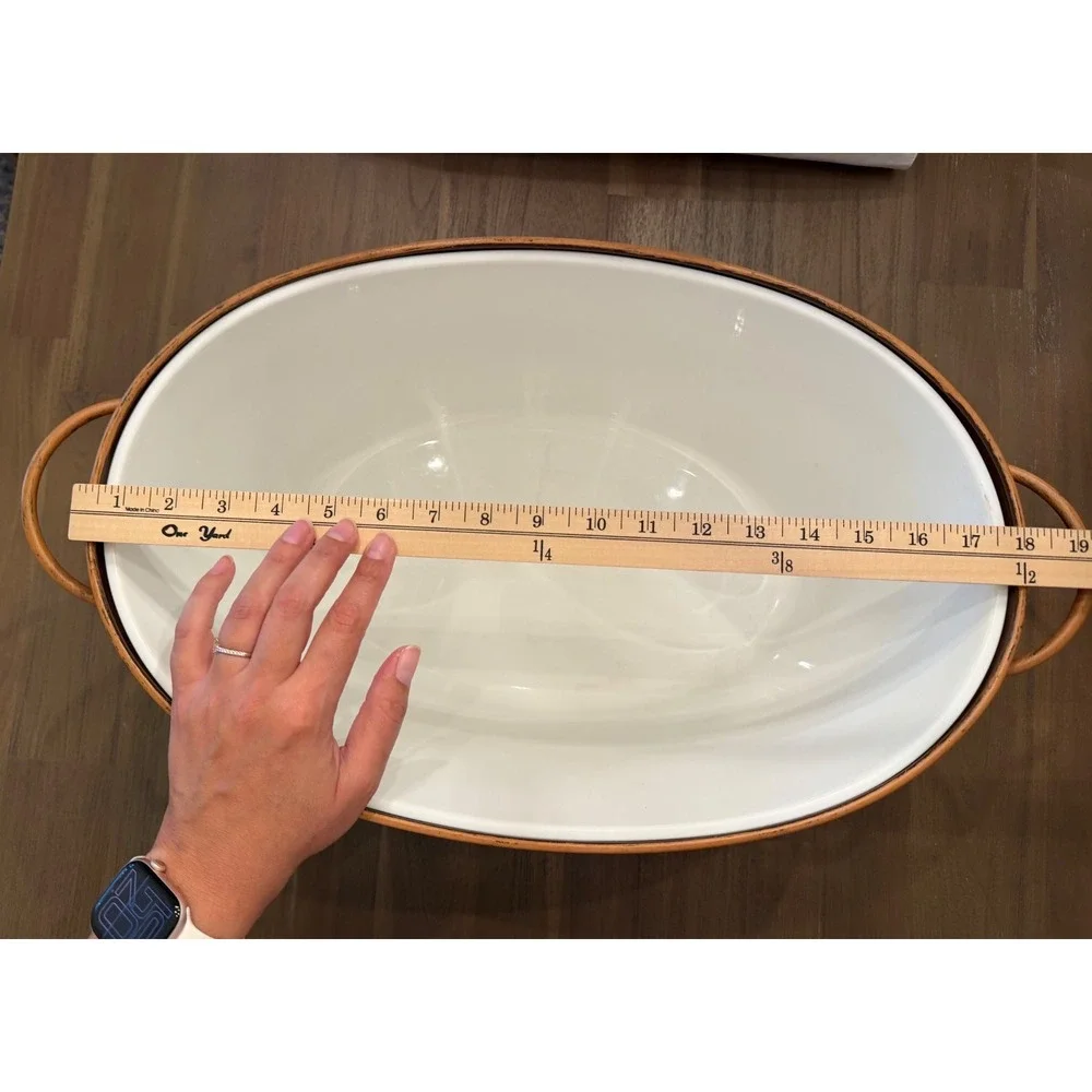 Princess House Rustic‎ Orange Embossed Leaf Metal Oval Beverage Tub
